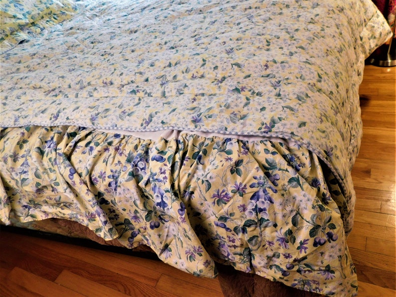 Bedspread Set Full Comforter Pillow Sham Yellow W Blue Etsy