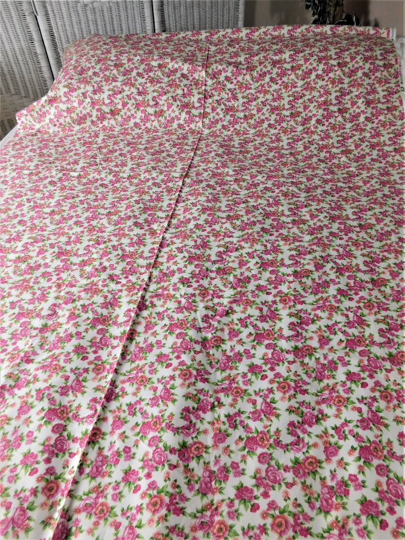 sold per yard. Simply gorgeous cotton fabric pink roses buttercream designed in Ohio 44 x 104 2.8 yards new old stick jo ann fabrics