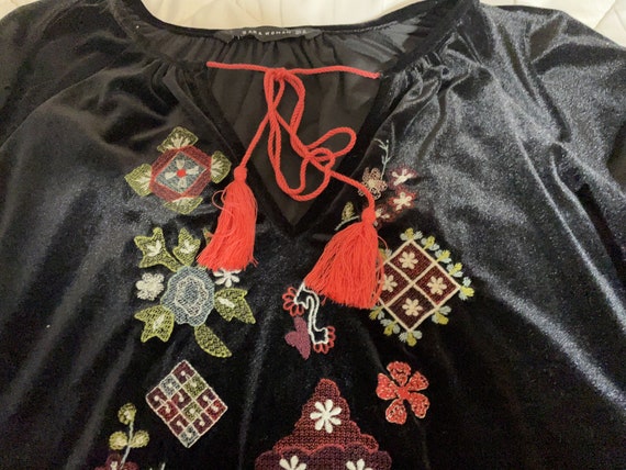 blusa terciopelo bordados zara