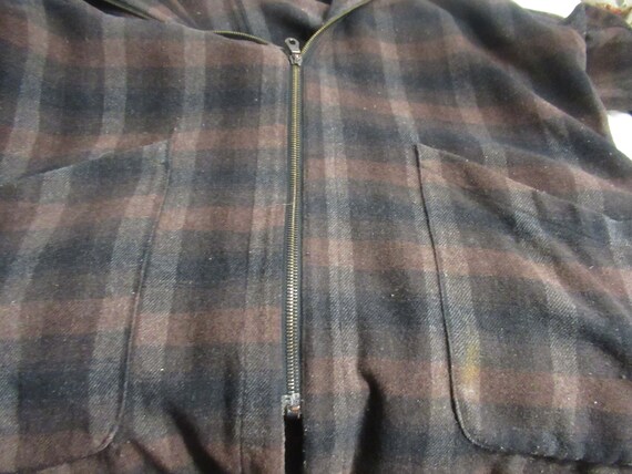 Man's Jacket Andrew Fezza Brown Plaid Zip up Coat… - image 6