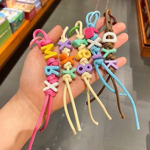 Personalised Name Keychain | Chunky Rope Beaded Bag Charm, Backpack Tag