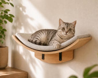 Minimalistisches Katzen Wand Hängematten Bett mit Kissen - Moderne Floating Barch Lounge