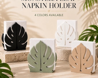 Monstera Leaf Napkin Holder, Botanical Napkin Stand, Modern Kitchen Table Decor, Dining Table Napkin Organizer, 4 Colors