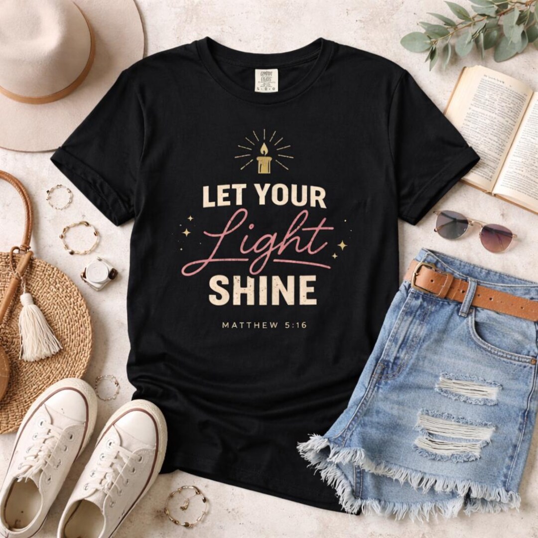 Let Your Light Shine Shirt Women, Christian Shirt Women, Bible Verse ...