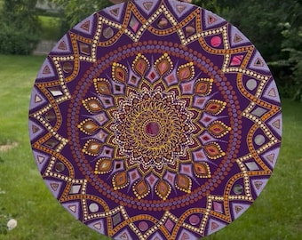 Hand Painted Mandala Wall Art – Dot Art Mosaic Mirror Decor (16 inch Diameter)