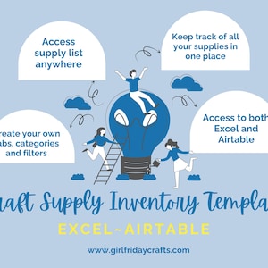 Craft Supply-voorraadsjablonen, Craft Supply Excel-sjabloon, Craft Supply uitblaastafelsjabloon, Craft Supply digitale inventaris