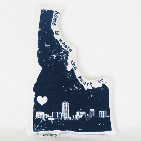 Items similar to Navy on White Linen Screen Printed Boise Idaho Pillow