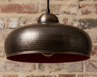 Handmade Hammered Copper Pendant Light, Rustic Ceiling Lamp, Industrial Hanging Light, Modern Farmhouse Lighting, Copper Kitchen Island Lamp