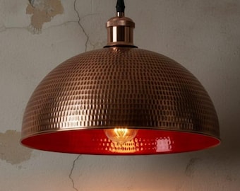 Handmade Copper Hanging Lamp, Moroccan Pendant Light, Hammered Ceiling Light, Rustic Copper Lamp, Ambient Lighting Fixture