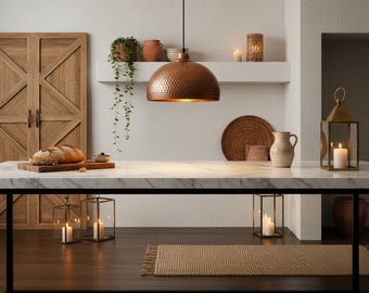 Hammered Copper Pendant Light, Moroccan Dome Lamp, Handmade Antique Copper Ceiling Light, Boho Kitchen Lighting, Kupfer Hängeleuchte.