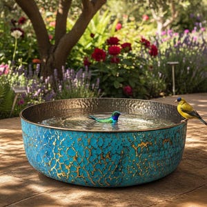 Handmade Copper Garden Pond, Hammered Copper Water Basin, Outdoor Koi Pond Bowl, Rustic Copper Water Feature, Luxury Landscape Decor