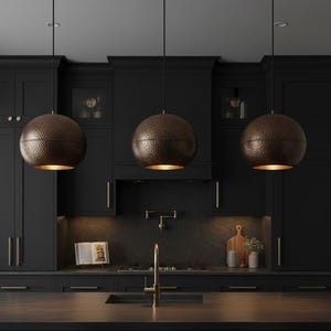 Wisząca lampa w kształcie kuli z kutej miedzi | Lampa sufitowa w kształcie kuli z brązu | Marokańska lampa wisząca | Żyrandol boho | Ręcznie robiony wystrój domu