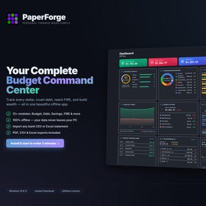 PaperForge-budgetplanner | Offline Windows Finance-software (digitale download)