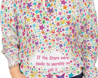 Hoodie met kleurrijke sterpatroon Cosmic Worship