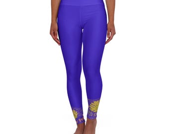 Purple Sunflower & Butterfly High Waisted Yoga Leggings