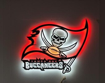 Tampa Bay Buccaneers Metal Wall Art - Light Up Team Emblem - Man Cave Decor