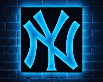 New York Yankees Metal Wall Art - Light Up Team Emblem - Man Cave Decor