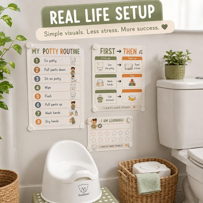 Potty Training Visual Routine Kit | Toddler Bathroom Schedule (digital ...