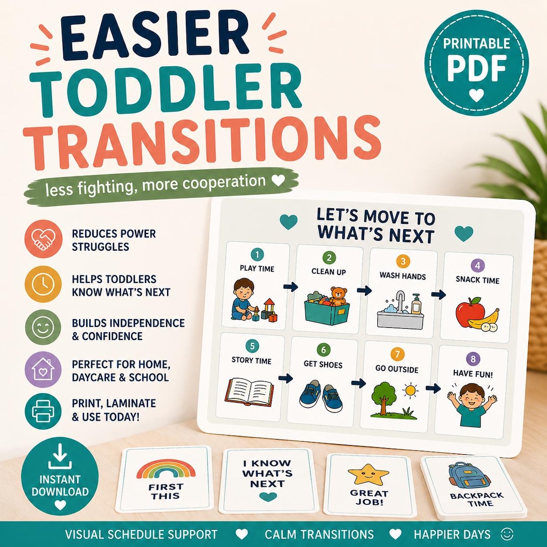 Transition Between Rbt Routine Cartoon Toddler Transition Cards | Visual Routine Support for Calm Daily ...