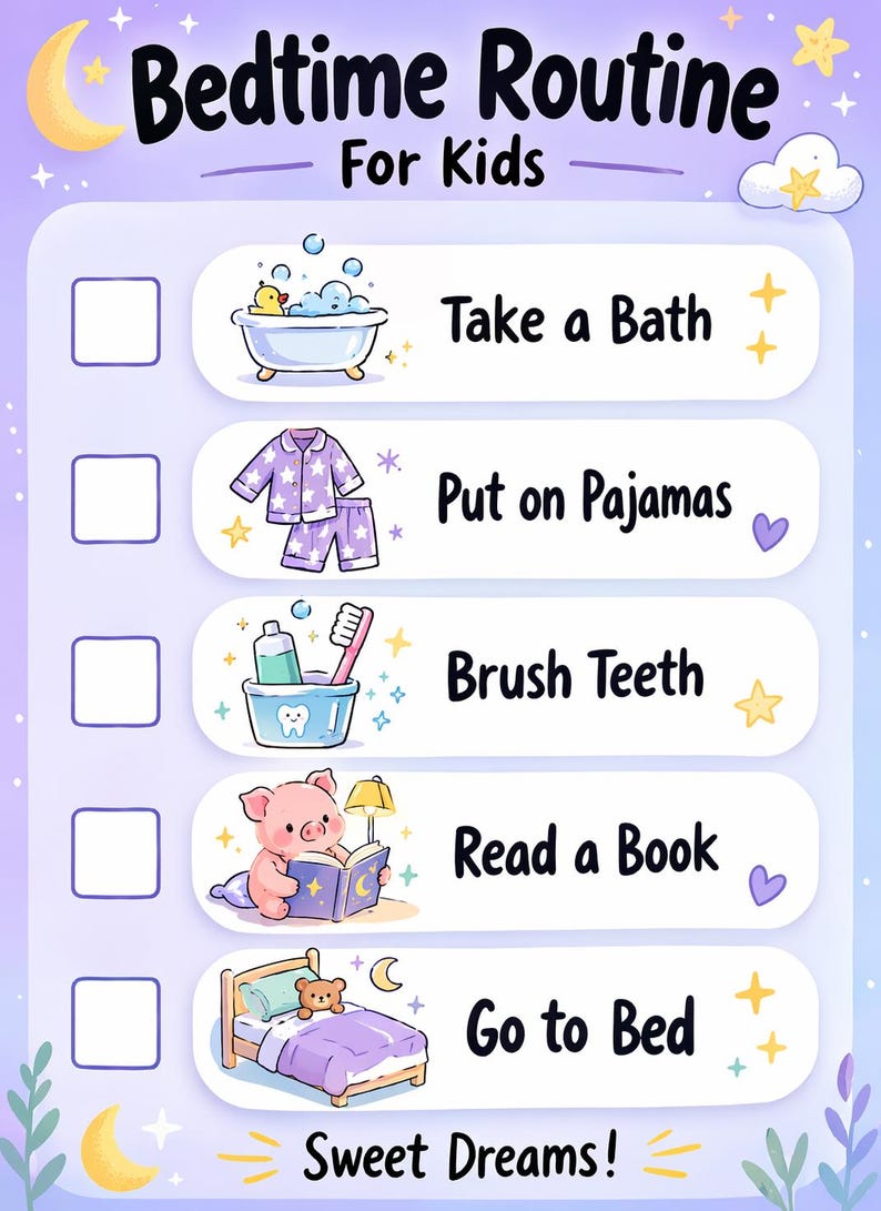 Pyjamas Routine Toddler Bedtime Routine Chart Printable | Visual Schedule for Calmer ...