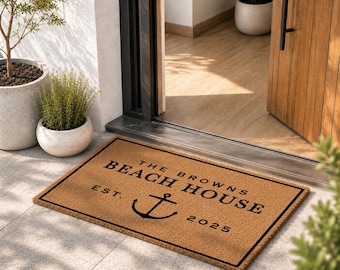 Custom Beach House Doormat, Funny Doormat, Summer Decor, Personalized Beach House Decor, Welcome Mat, Housewarming Gift, Porch Decor