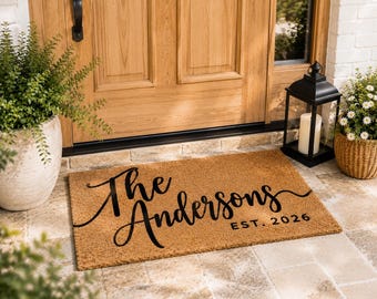 Wedding Couples Gift Doormat, Custom Welcome Door Mat with Family Name, Housewarming Gift Home Decor, Personalized Doormat