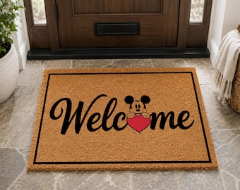 Disney Welcome Mat, Mickey Mouse Doormat, Mickey Decor, Housewarming Gift, Porch Decor, Disney Entryway Mat, Disney Home Gift