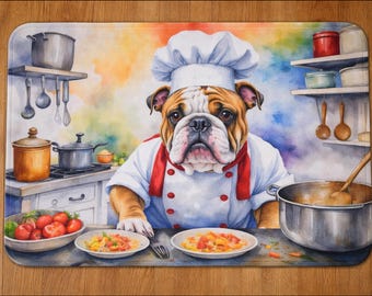 Tapis de chef Bulldog - Cuisine confortable, tapis lavable en machine