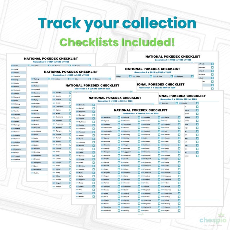 Pokedex Checklist.pdf National Pokédex Binder Placeholders FULL BUNDLE | Gen 1-9 Binder Pages ...