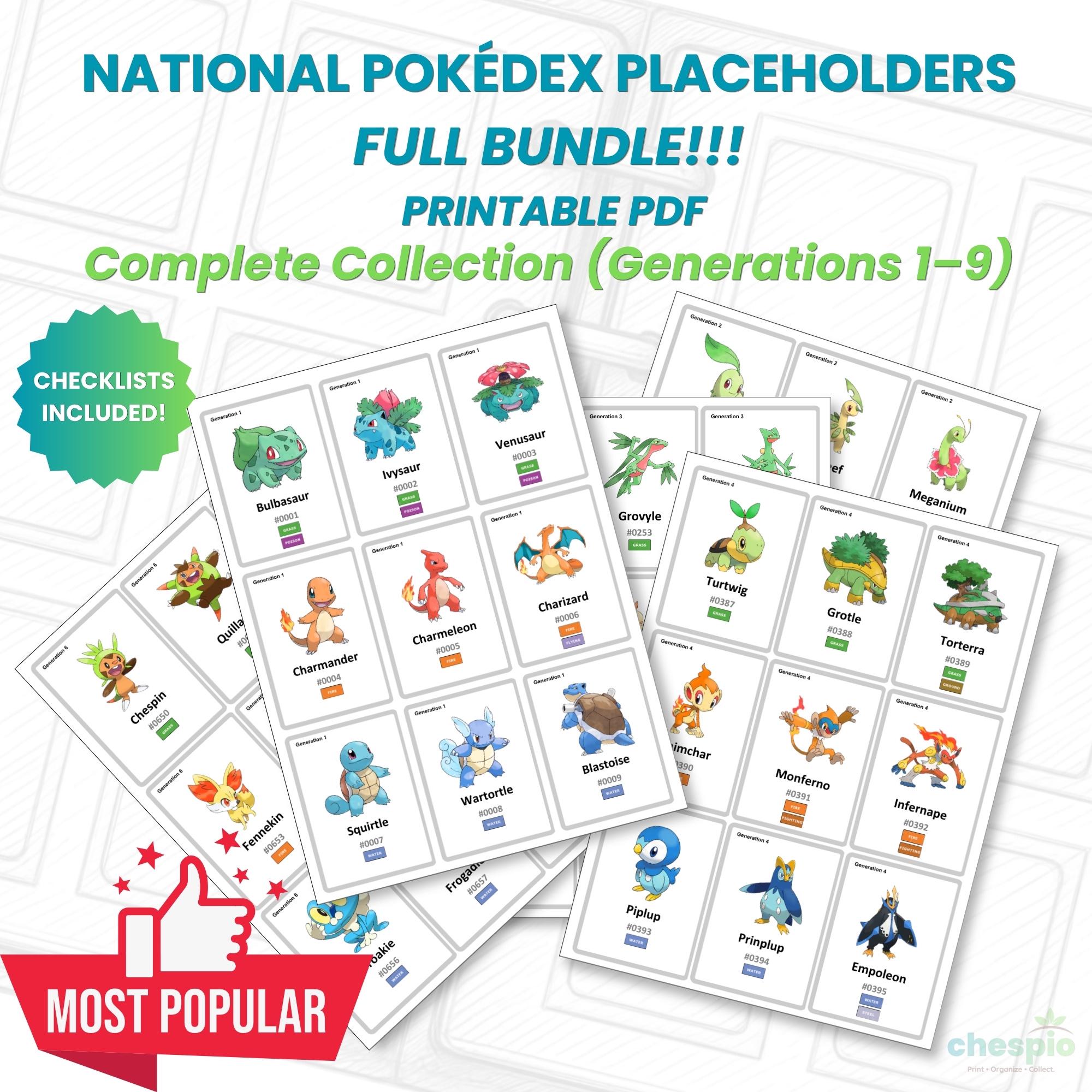 Pokedex Checklist.pdf National Pokédex Binder Placeholders FULL BUNDLE | Gen 1-9 Binder Pages ...