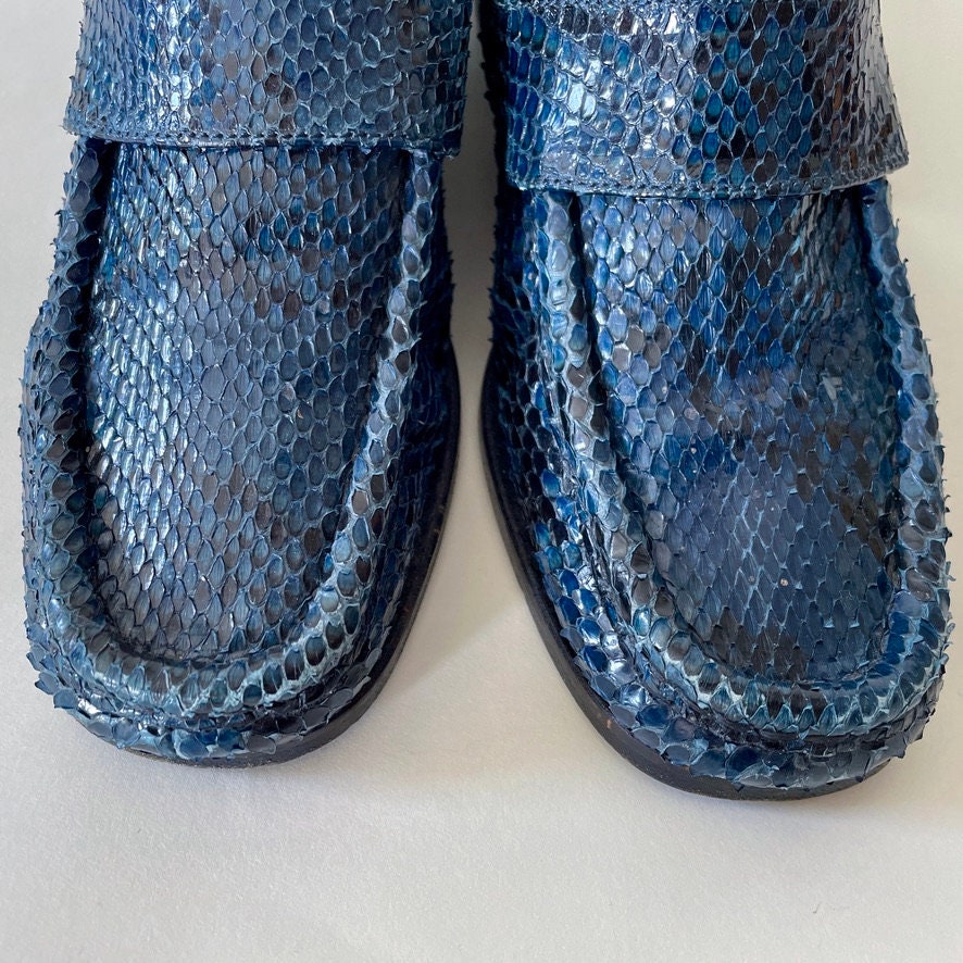 90s Patrick Cox Wannabe Vintage Sz 36 Blue Python Snake Skin