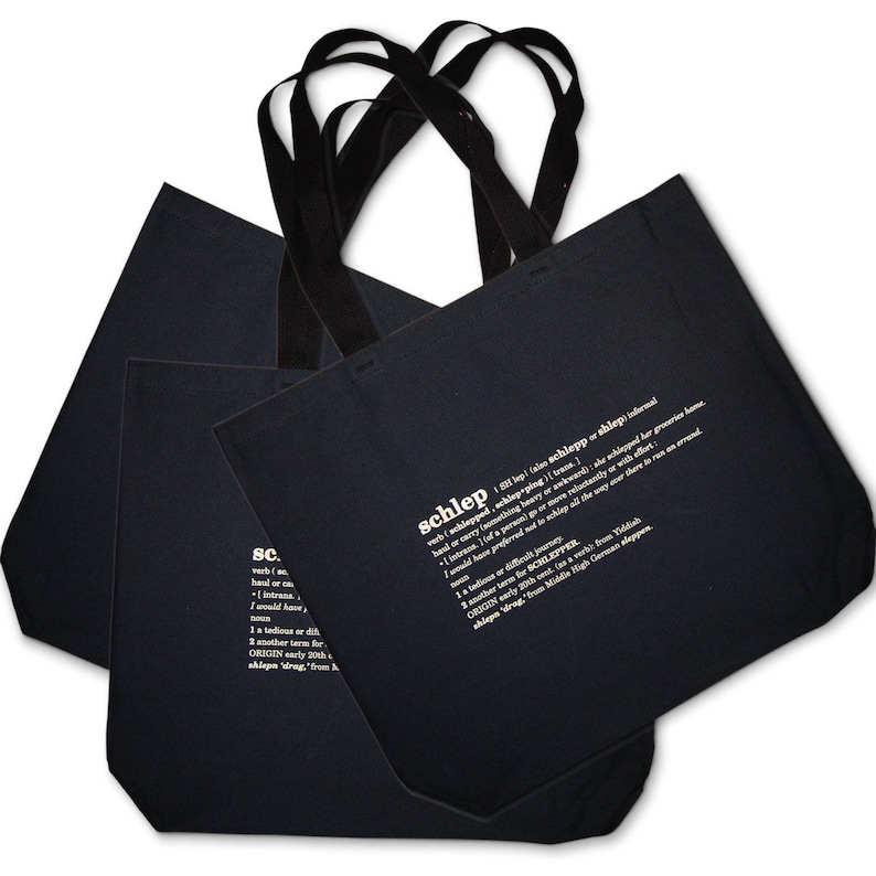 3 Black 3 schlep Recycled Canvas Tote Bags SALE
