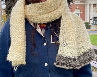 Handspun & Undyed Yarn, Handknit, Scarf