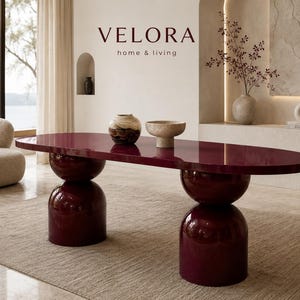 Mesa de comedor ovalada, mesa de comedor moderna, mesa de pedestal escultural, mesa de cocina contemporánea, mesa de comedor de diseño en MDF, Lura by Velura