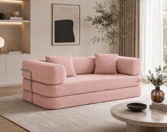 Sofá de tela de pana rosa rubor, sofá modular, sofá de suelo, sofás para sala de estar, sofá de suelo, sofá para sala de estar, sofá para videojuegos