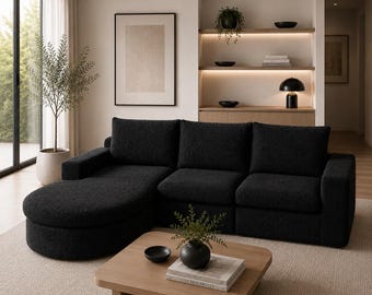 Chenille Cloud L-vormige modulaire sofa: moderne diepe zitbank