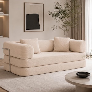 Modular Corduroy Floor Sofa, Modern Livingroom Couch, Cozy Lounge Seating