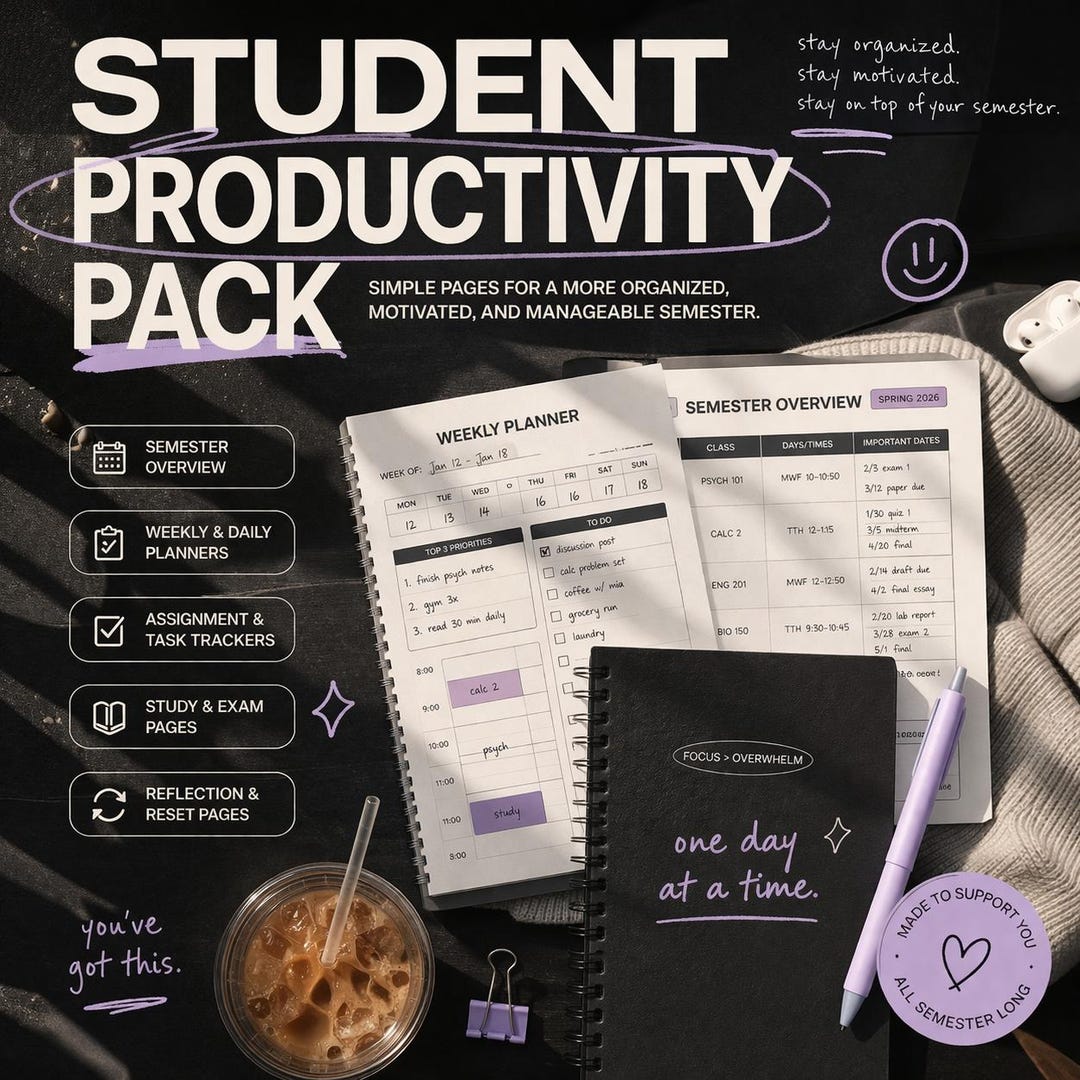 Productivity Packet Student Productivity Pack - Etsy