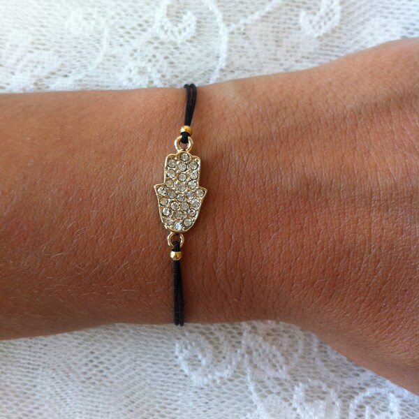 SALE Gold Coated Hamsa-Hamsa  Fatima Hand Kaballah Bracelet