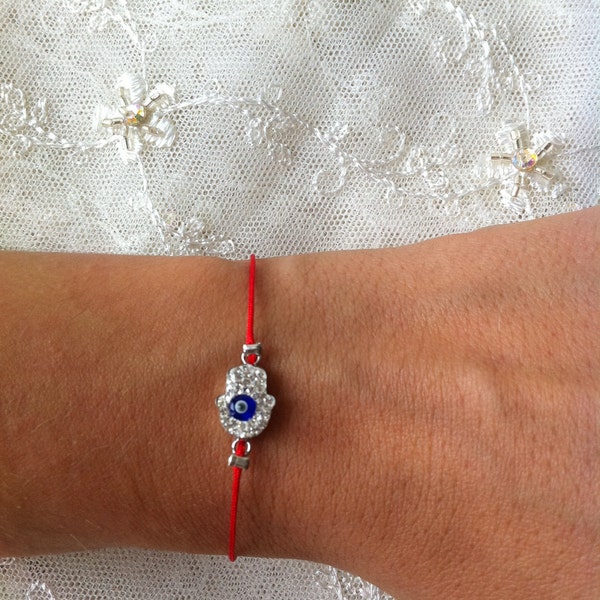 SALE For Mothers Day Gold Coated Hamsa-Hamsa  Fatima Hand With Evil Eye Red String Bracelet