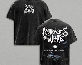 Motionless In White Shirt, Washed Graphic Tee, Vintage Black Acid Wash Goth Streetwear, Dark Aesthetic Rock Style, Motivational Quote Shirt