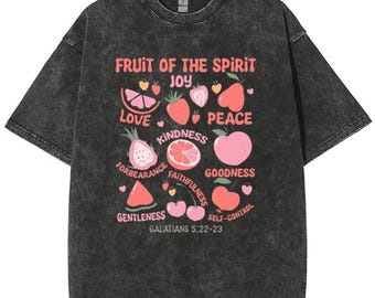 Fruit of the Spirit Shirt, Christian Aesthetic Tee, Cute Faith Based Shirt, Vintage Washed Christian Tee, Christian Streetwear