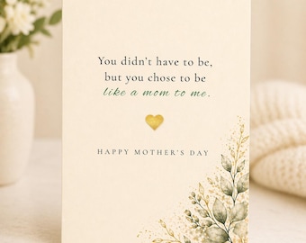 Mother's Day Card, Like a Mom Message, Bonus Mom, Stepmom, Printable (5x7 Foldable)