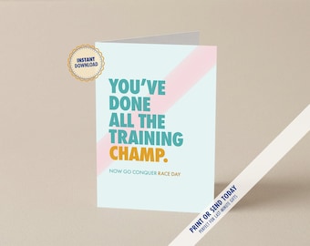 London Marathon Good Luck Card, Printable Running Card, Instant Download, Race Day Card, Runner Gift, Teal Gold