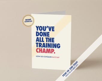 London Marathon Good Luck Card, Printable Running Card, Instant Download, Race Day Card, Runner Gift, Blue Red