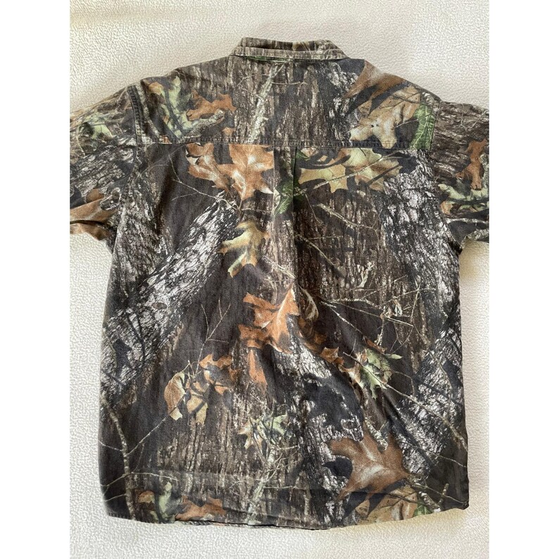 Camisa de franela grande para hombre FieldStaff de los 90, estampado de camuflaje Mossy Oak Breakup, manga larga, estilo Y2K. imagen 10
