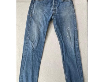 Jeans Levi's da uomo, taglia 36x40, modello 501XX, blu, vintage anni '90, Made in Mexico, effetto usurato.