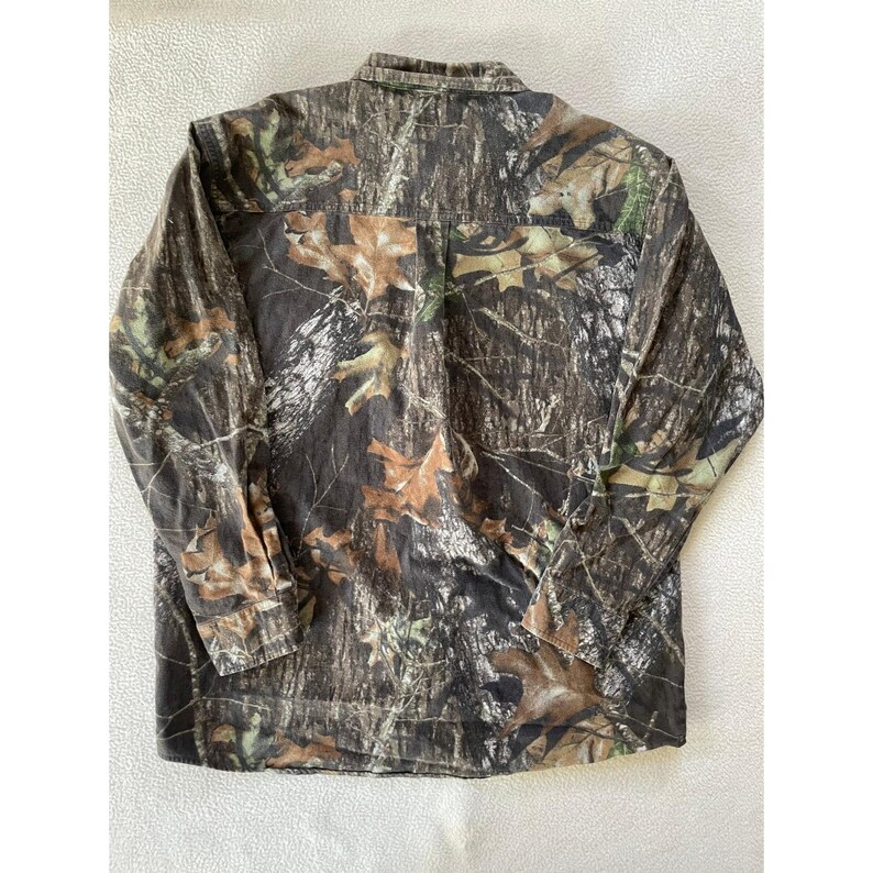 Camisa de franela grande para hombre FieldStaff de los 90, estampado de camuflaje Mossy Oak Breakup, manga larga, estilo Y2K. imagen 11