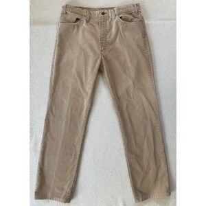 Pantalones de pana Levi's para hombre, talla 34x29, color beige vintage, con etiqueta blanca, SF 207, pierna recta.