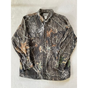 Camisa de franela grande para hombre FieldStaff de los 90, estampado de camuflaje Mossy Oak Breakup, manga larga, estilo Y2K. imagen 1